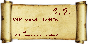 Váncsodi Irén névjegykártya